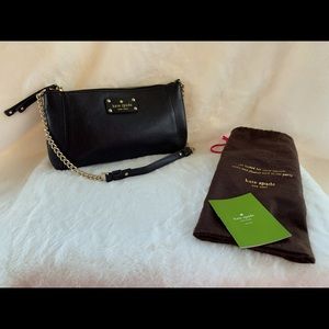 Kate Spade Black leather hand bag or shoulder bag.
